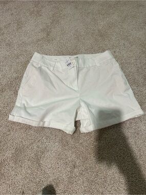 LOFT White Cuffed Chino Bermuda Shorts